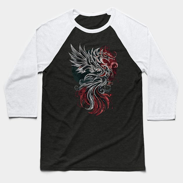 Gothic Phoenix Baseball T-Shirt by Inkgrit